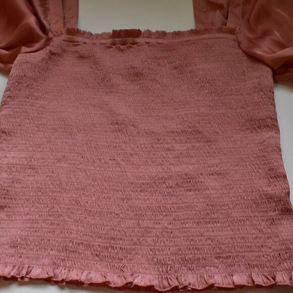 J. Crew Square Neck Pink Satin Smocked Blouse Top Size S - Picture 7 of 12